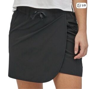 Patagonia Fleetwith Skort Size M Black Faux Wrap Skirt Inner Shorts